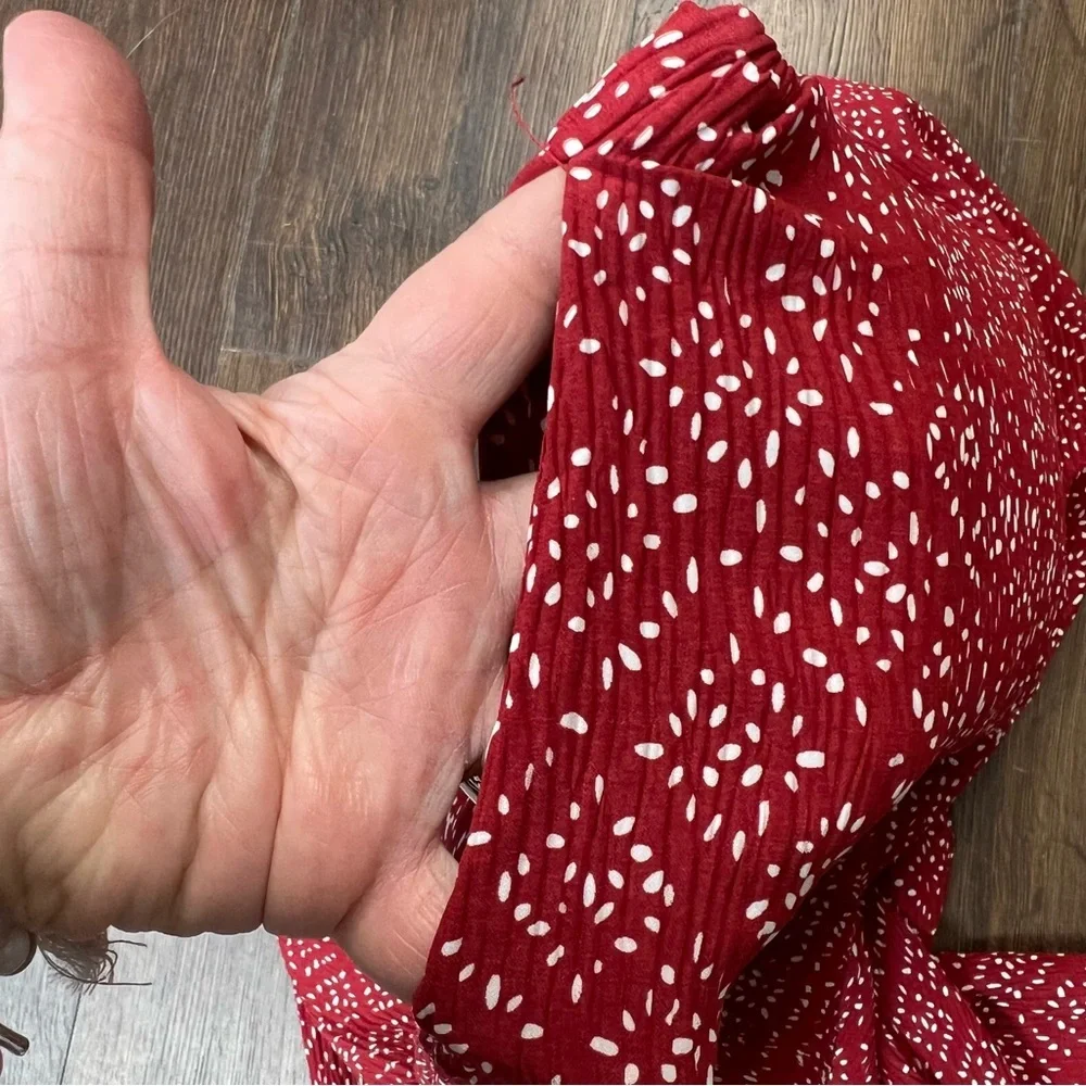 New In Red Patterned Women's Wide Leg Jumpsuit SZ MED - Picture 10 of 11